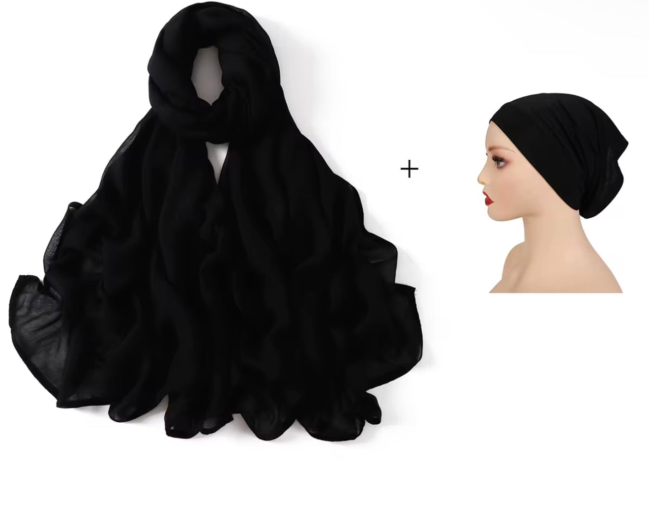 Modal Hijab + Undercap - Classic Black
