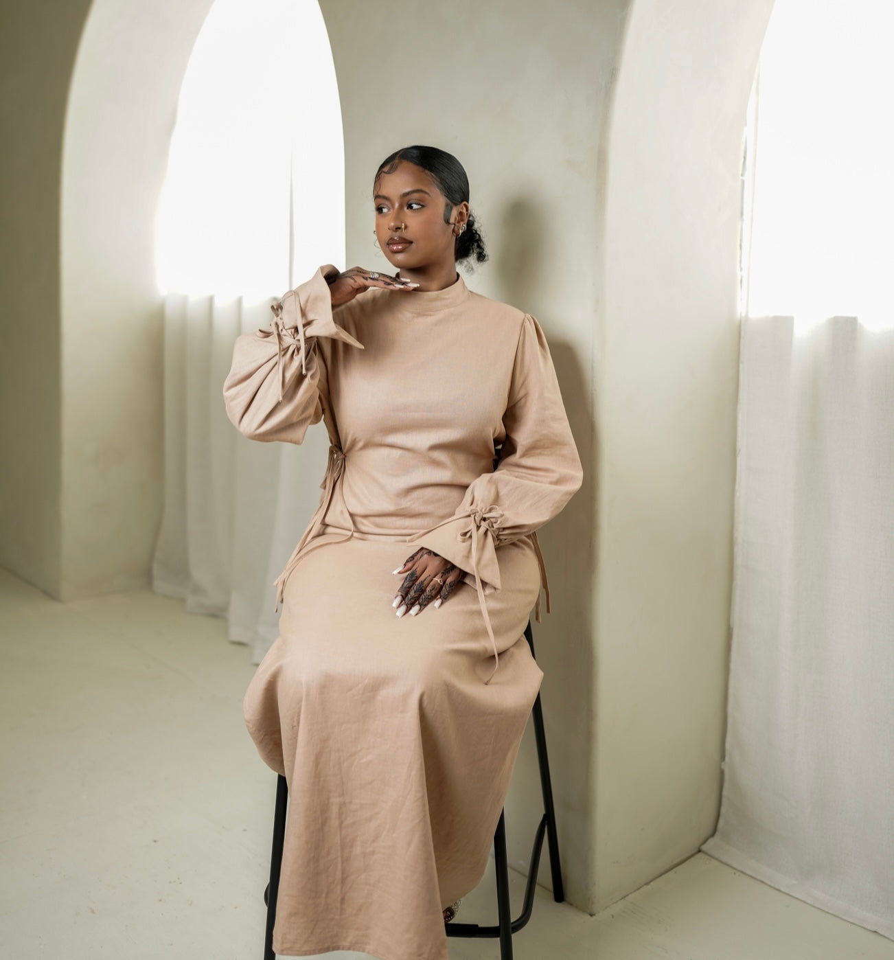 Tie dress-Sand Dune